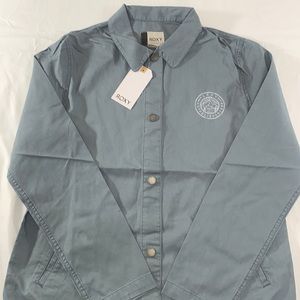 Roxy Mens Grey Button Up Jacket 100% Cotton Size Small NWT